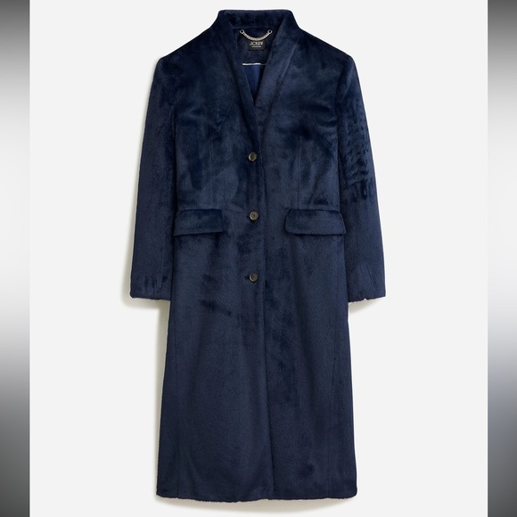 NWT J.Crew Collection Palais Topcoat in brushed Faux Fur Navy SZ 14 BU455 - Picture 1 of 10
